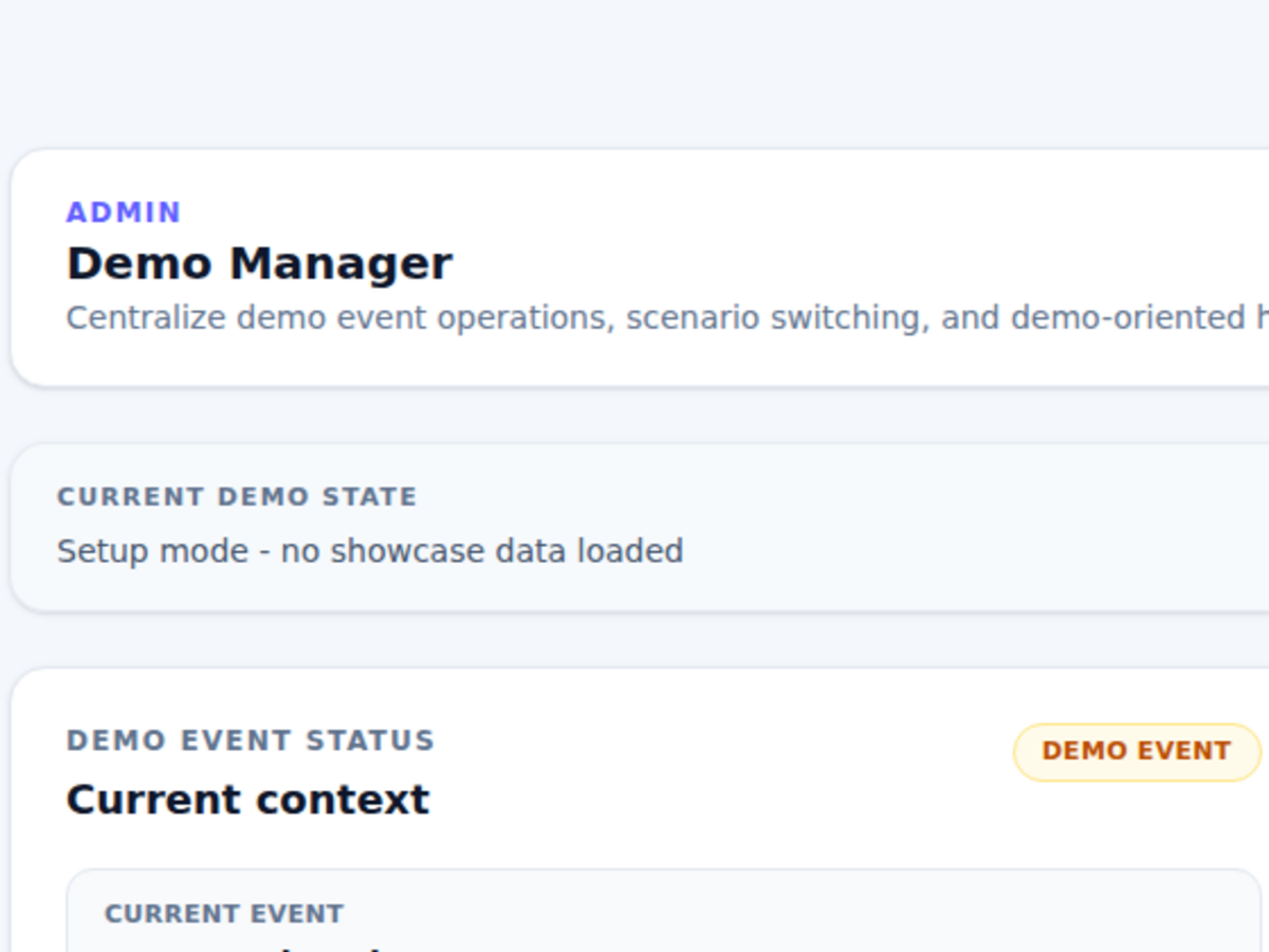 Controlled screenshot of the protected Demo Manager context panel